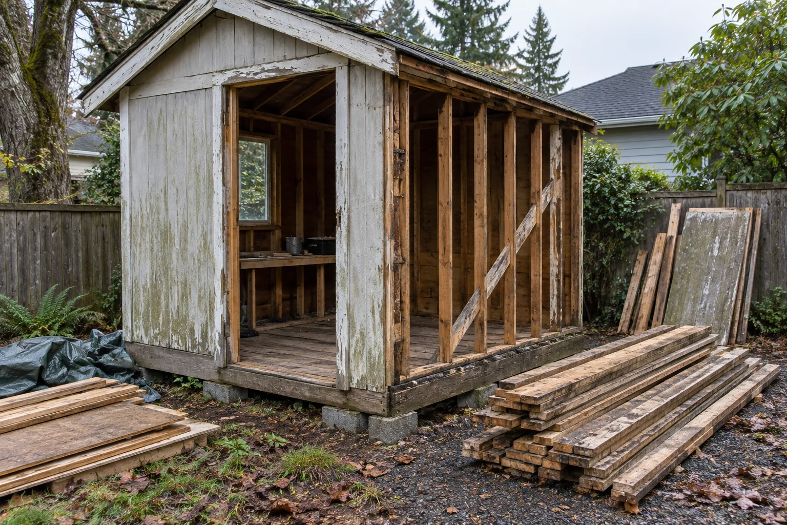 Illustrative detail of Shed removal work